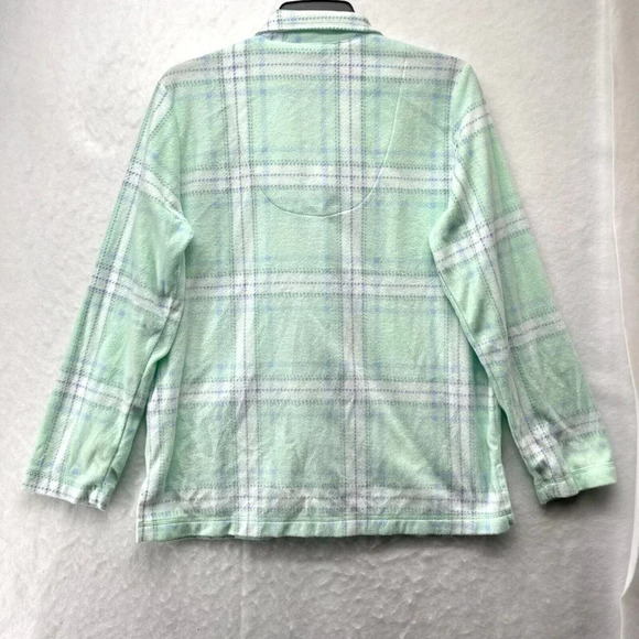 Charter Club Top Pajama Women's Sz M Green Plaid Flannel Button Up Long Sleeves - Picture 2 of 11